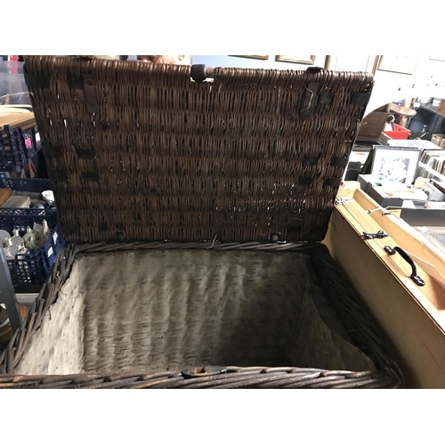 458 - VERY LARGE WHICKER BASKET FROM A THEATRE -  80CMS X 50CMS  X 50CMS -COLLECTION ONLY OR ARRANGE OWN C... 