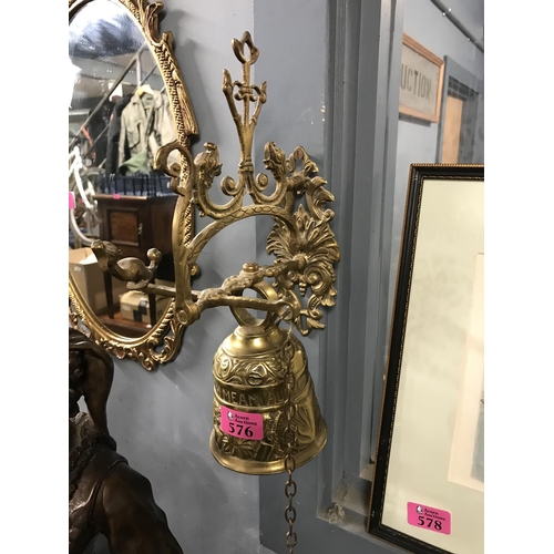 576 - ORNATE BRASS WALL BELL