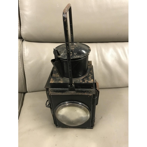 604 - LARGE EARLY RAILWAY LANTERN - OVERALL 45CMS H