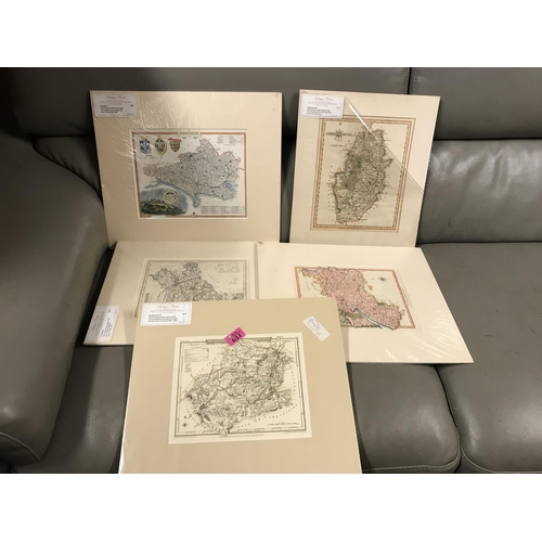 631 - 5 X ANTIQUE HAND COPPER ENGRAVED MAPS