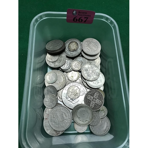 667 - QTY OF BRITISH & AMERICAN COINS - SOME SILVER