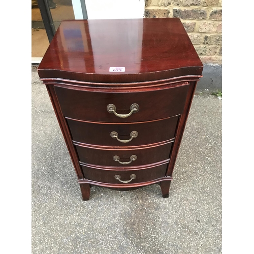 673 - SMALL 4 DRAWER BOW FRONT CHEST OF DRAWERS - 42CMS X 35CMS X 75CMS H - COLLECTION ONLY OR ARRANGE OWN... 