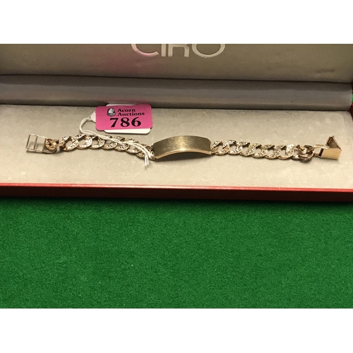 786 - LOVELY HEAVY GENT 9CT GOLD ID BRACELET - WEIGHT 35.7GRMS - BOX FOR DISPLAY ONLY