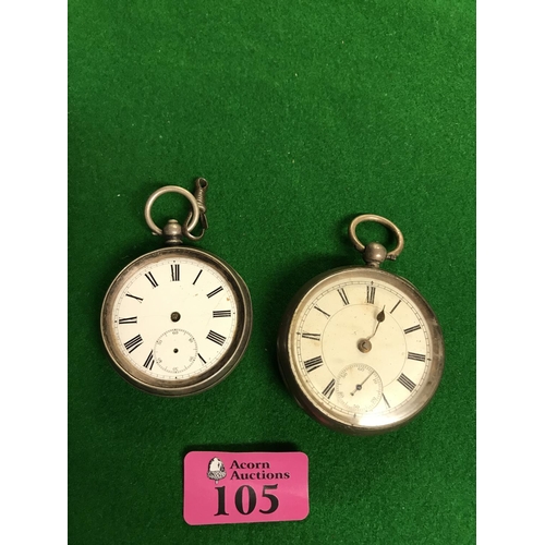 105 - 2 X A/F POCKET WATCHES - 1 WITH SILVER CASE GREAT FOR SPARES OR REPAIR