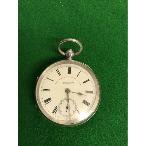 108 - LOVELY SILVER POCKET WATCH BY J.G. GRAVES SHEFFIELD 