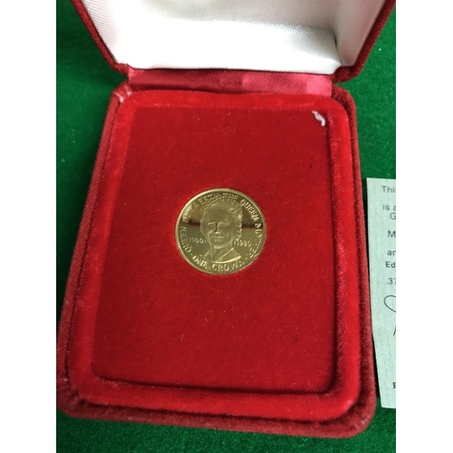 115 - BOXED QUEEN MOTHER CROWN OF THE ISLE OF MAN ON HER 80TH BIRTHDAY 375 GOLD PROOF LTD ED