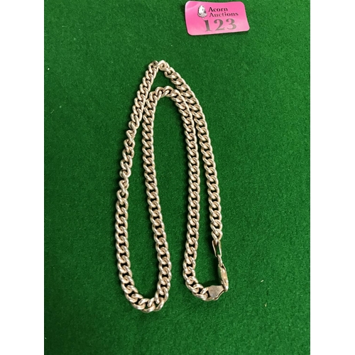 123 - LOVELY LONG SILVER NECK CHAIN = WEIGHT 53GRMS - 50CMS LONG