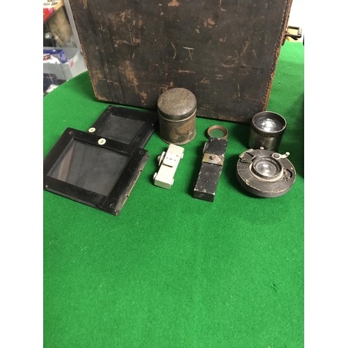 183 - LOVELY EARLY SPECIAL RUBY THORNTON PICKARD CAMERA WITH NUMBERED PLATES, LENSES ETC