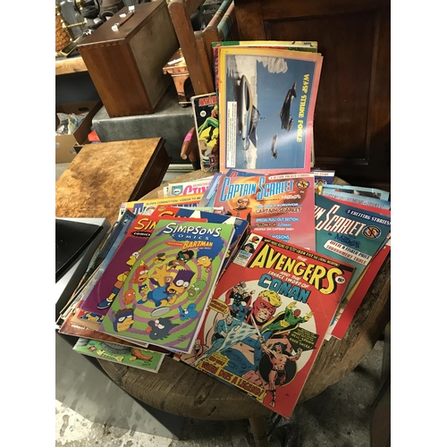 27 - BOX OF VINTAGE COMICS MAINLY FROM 70S & 90S INC CAPTAIN SCARLET, STINGRAY, THUNDERBIRDS ETC - APPROX... 