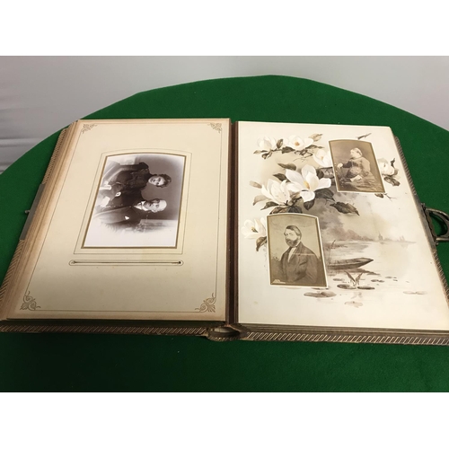 284 - EARLY LEATHER BOUND EMPTY PHOTO ALBUM & EARLY LEATHER BOUND PHOTO ALBUM WITH PHOTOS INSIDE - APPROX ... 