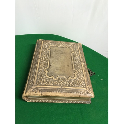 284 - EARLY LEATHER BOUND EMPTY PHOTO ALBUM & EARLY LEATHER BOUND PHOTO ALBUM WITH PHOTOS INSIDE - APPROX ... 