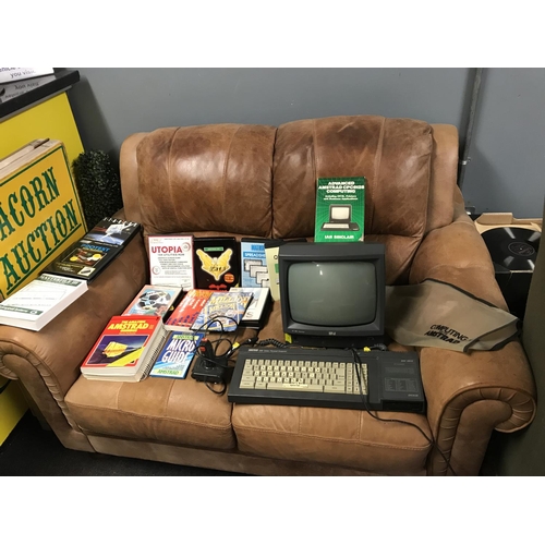 30 - VINTAGE AMSTRAD MONITOR, KEYBOARD, BOOKLETS, JOYSTICK, & APPROX 40 ASSORTED GAMES ETC - COLLECTION O... 