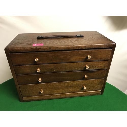 522 - LOVELY WOODEN 4 DRAWER TOOL CHEST - 42CMS X 22CMS X 28CMS H