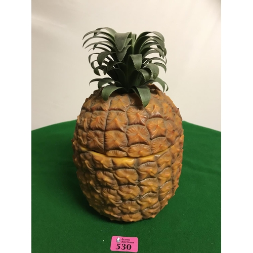 530 - RETRO PINEAPPLE ICE BUCKET WITH GLASS LINER - 30CMS H