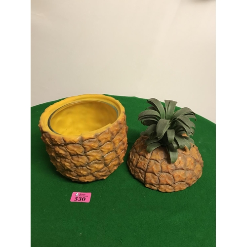 530 - RETRO PINEAPPLE ICE BUCKET WITH GLASS LINER - 30CMS H