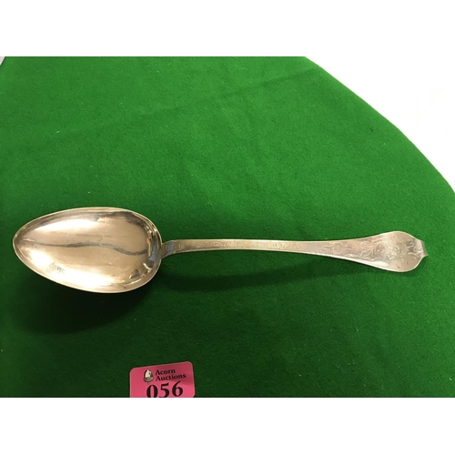 56 - LARGE FOREIGN SILVER SERVING SPOON - MEASURES 30CMS & 87GRMS WEIGHT APPROX