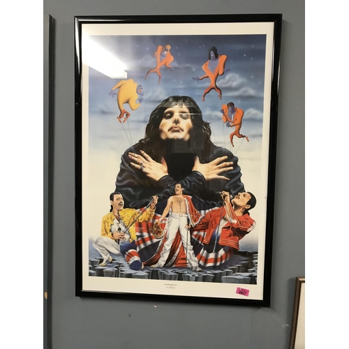 7 - FRAMED & GLAZED FREDDIE MERCURY PICTURE BY TREVOR HORSWELL - 63CMS X 85CMS - COLLECTION ONLY OR ARRA... 