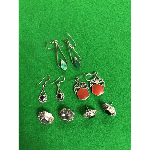 76 - 5 X PAIRS OF SILVER EARINGS SET STONES