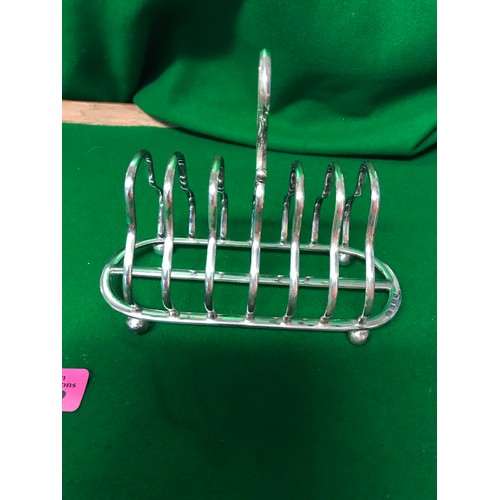 92 - LOVELY HALLMARKED SILVER TOAST RACK = WEIGHT APPROX 263GRMS - 18CMS L X 8CMS W X 14CMS H