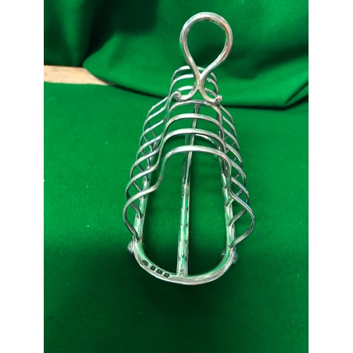 92 - LOVELY HALLMARKED SILVER TOAST RACK = WEIGHT APPROX 263GRMS - 18CMS L X 8CMS W X 14CMS H