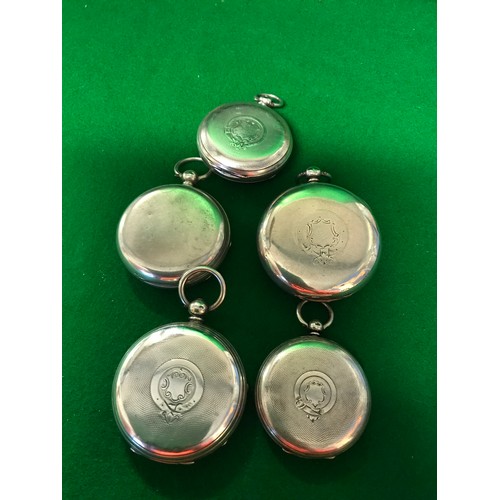 93 - 5 X SILVER HALLMARKED VICTORIAN POCKET WATCH CASES - 2 X WITH GLASS