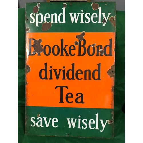 145 - LARGE EARLY TIN BROOKE BOND DIVIDEND TEA ADVERTISING SIGN 