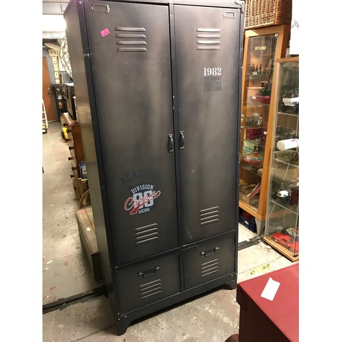 194 - LARGE AMERICAN STYLE METAL LOCKER 
 WITH 2 DOORS & 2 DRAWERS + SMALL 2 DOOR CABINET - COLLECTION ONL... 