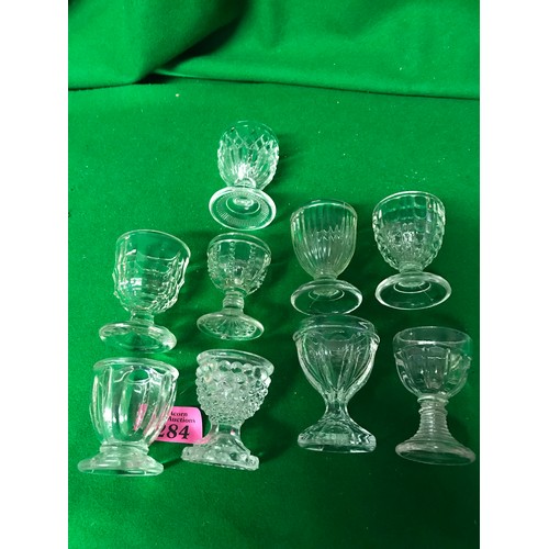 284 - 9 X BEAUTIFULL VINTAGE GLASS EGG CUPS