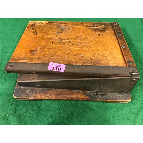 350 - VINTAGE WOODEN OFFICE PAPER CUTTER - 30CMS X 28CMS