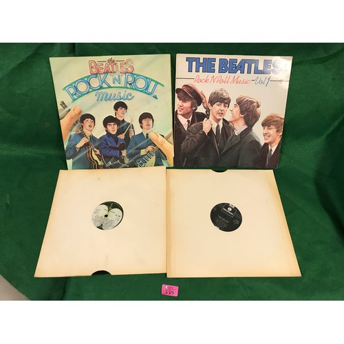 559 - 4 X BEATLES LPs - ROCK & ROLL MUSIC VOL1, A HARD DAYS NIGHT, ABBEY ROAD & ROCK & ROLL MUSIC