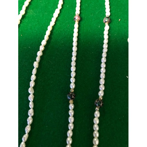 129 - PEARL NECKLACE SET CLOISSONE BEADS & PEARL NECKLACE & BRACELET