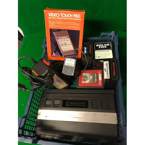 187 - ATARI 2600 GAMES CONSOLE, VIDEO TOUCH PAD, CONTROLLER & GAMES