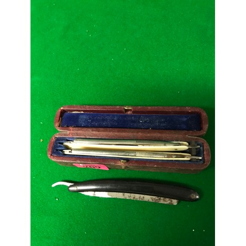 209 - CASED SET OF VINTAGE CUT THROAT RAZORS & 1 LOOSE