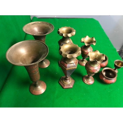 256 - QTY OF INDIAN BRASS VASES ETC