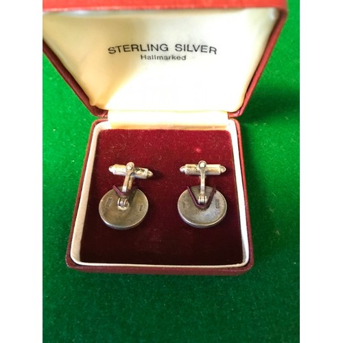 293 - PAIR OF SILVER HALLMARKED TORPEDO BACK CUFFLINKS -