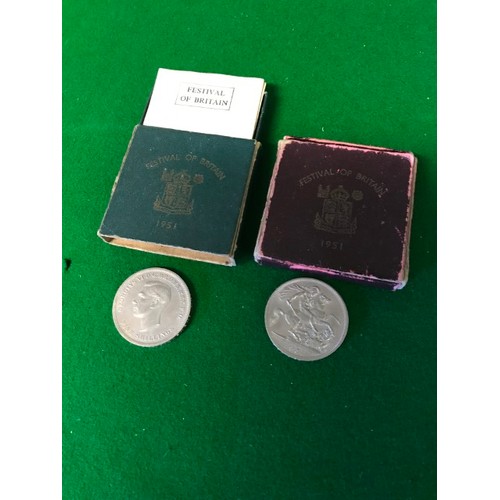 305 - 2 X BOXED FESTIVAL OF BRITAIN COINS