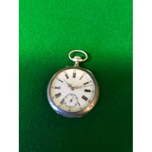 306 - ORNATE FRENCH SILVER POCKET WATCH - WATCHES & CLOCKS ARE NOT TESTED