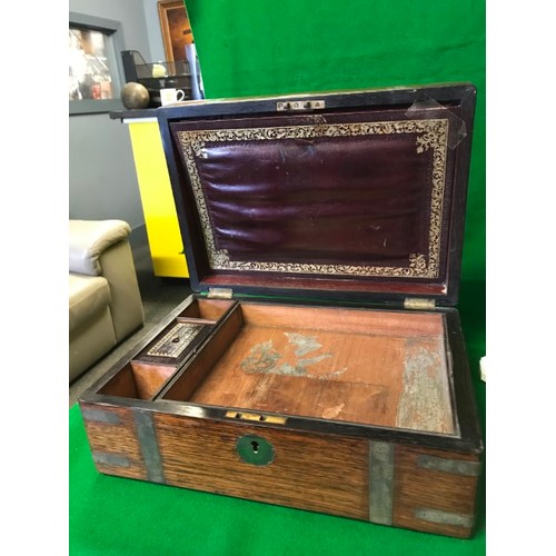 311 - EARLY WRITING BOX WITH BRASS STRAPING - FOR RESTORATION