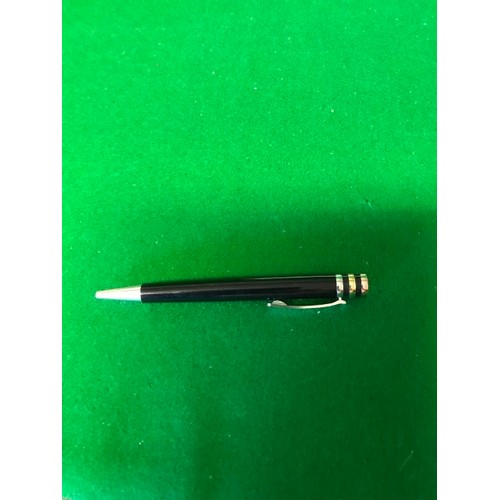 324 - BOXED CARTIER BALL POINT PEN WITH 3 COLOURED BANDS TO END AND MARKED CARTIER