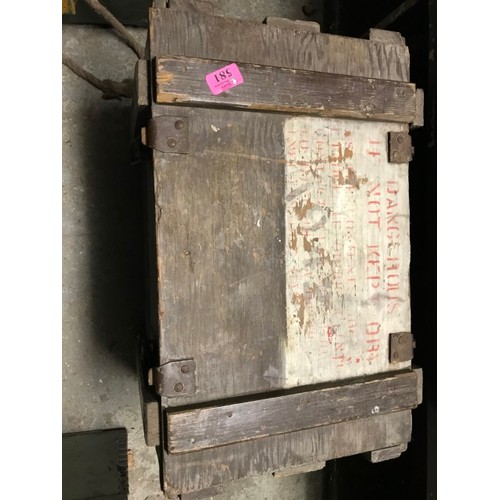 581 - EARLY MILITARY WOODEN AMMO BOX - 55CMS X 34CMS X 44CMS H - COLLECTION ONLY OR ARRANGE OWN COURIER