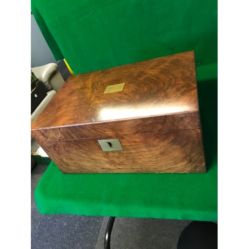 403 - VERY LARGE EARLY WOODEN WRITING / TRAVEL VANITY BOX - 27CMS X 40CMS X 19CMS H