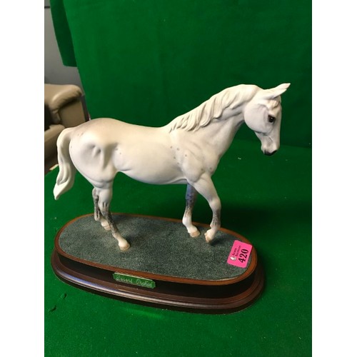 420 - 2 X BESWICK HORSES ON PLINTHS - SPIRIT OF LIFE & DESERT ORCHID - APPROX 20CMS & 23CMS H