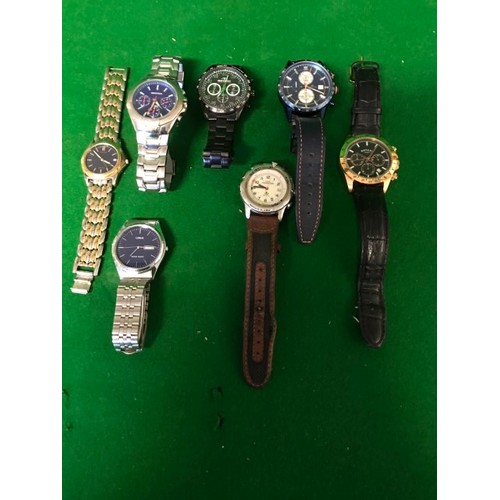 505 - 7 ASSORTED GENTS WATCHES - WATCHES & CLOCKS ARE NOT TESTED