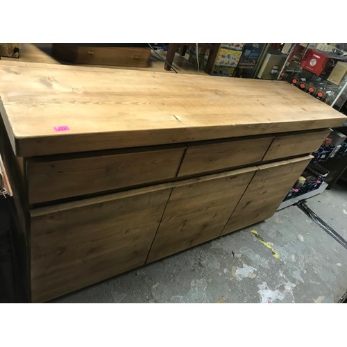 534 - LARGE RUSTIC PINE UNIT WITH 3 DRAWERS & 3 X CUPBOARDS - 170CMS X 50CMS X 90CMS H - COLLECTION ONLY O... 