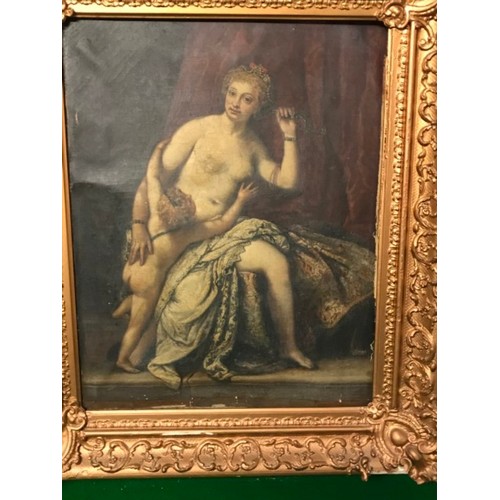 637 - LARGE ORNATE FRAMED STUNNING OIL ON CANVAS C 1841 BY A.J. OLIVER IN THE ROYAL ACADEMY - DAMAGE TO FR... 