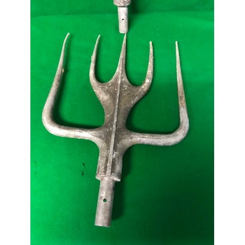 648 - 2 X EARLY METAL TOPS OF FARMING IMPLEMENTS - 40CMS X 32CMS