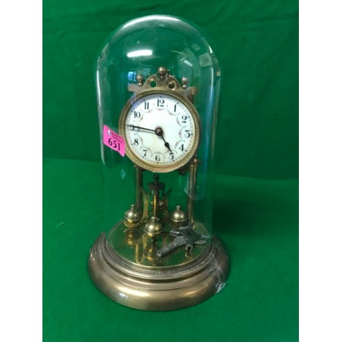 651 - LOVELY SCHATZ STANDARD 400 DAY ANNIVERSARY CLOCK WITH KEY - 30CMS TO TOP OF DOME - CLOCKS & WATCHES ... 