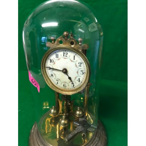 651 - LOVELY SCHATZ STANDARD 400 DAY ANNIVERSARY CLOCK WITH KEY - 30CMS TO TOP OF DOME - CLOCKS & WATCHES ... 