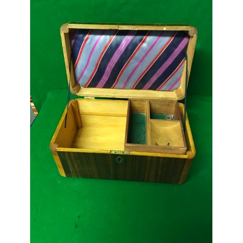 657 - RETRO WOODEN JEWELLERY BOX -20CMS X 32CMX17CMS H