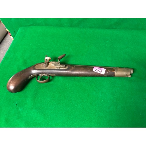 664 - REPRODUCTION FLINTLOCK PISTOL COMPLETE WITH RAMROD - 41CMS L